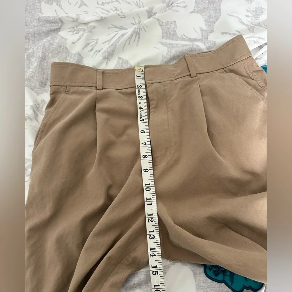 Everlane Trousers Women’s 12 Tan Pleated High Rise Chino Tapered Leg Pants
